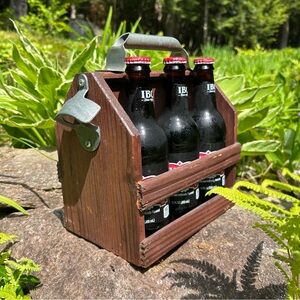 Rustic Wooden Caddy with Built-In Bottle Opener 🍻 | Dark Brown | Summer Ready ☀️